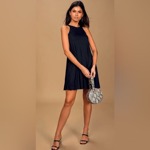 Lulus Women's Tupelo Honey Black Swing Jersey Mini Dress NWT XS #1516 - Picture 2 of 9